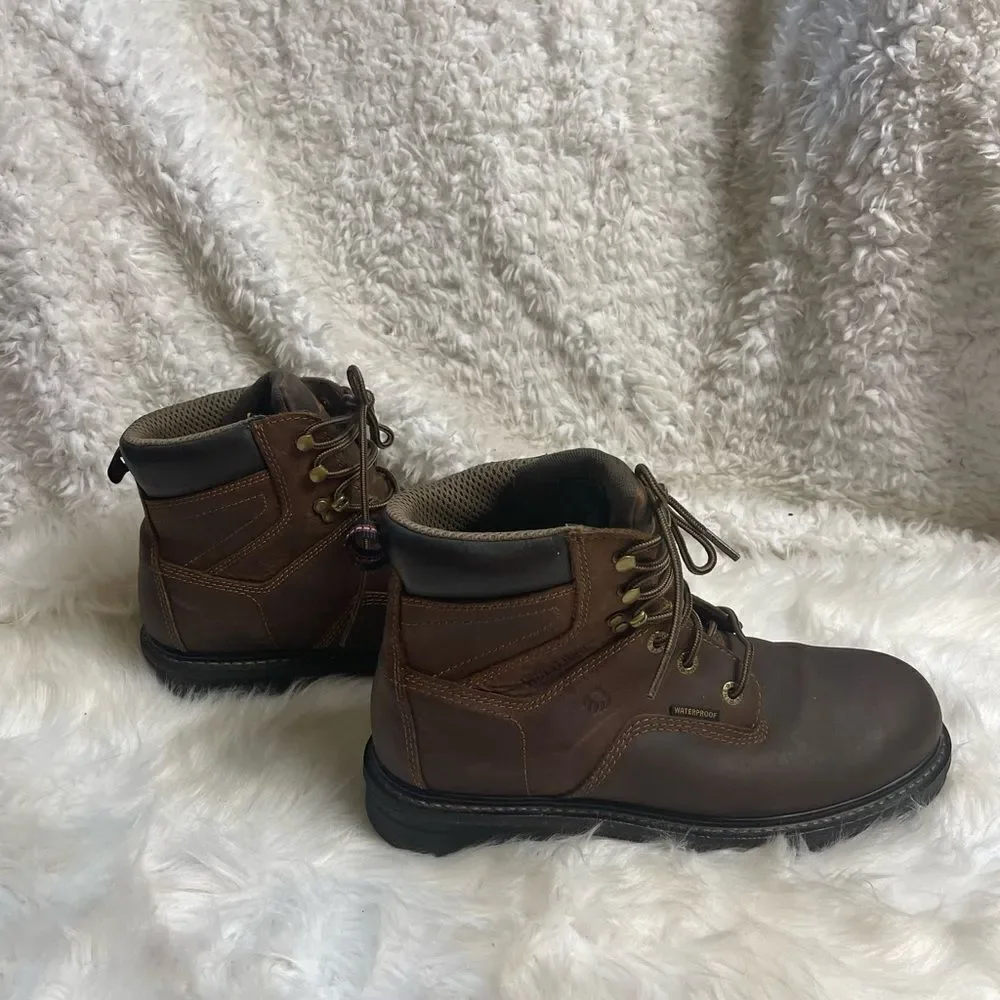 Wolverine Men SZ 12M Leather Brown Boots Work Composite Toe Waterproof W10104